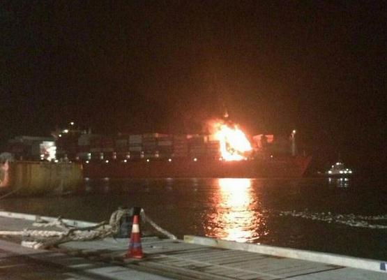 UASC container ship catches fire in Port of Hamburg