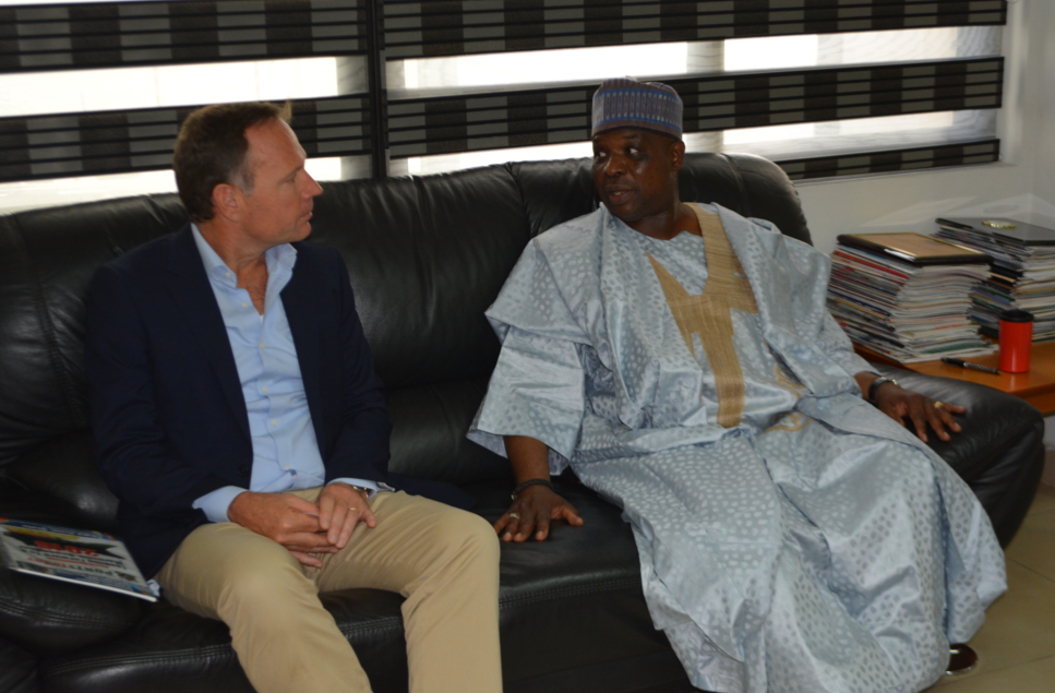 Consul General, United States Embassy in Nigeria, John Boay in a chat with the Managing Director of Nigerian Ports Authority (NPA), Habib Abdullahi when Boay visited NPA on Monday.