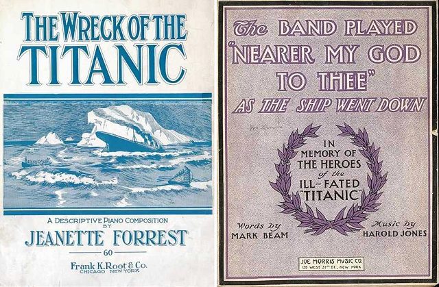 image left The Wreck of the Titanic by Jeanette Forrest – image rt Songs Paying Tribute to the Titanic on Fretboard Journal