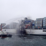 Maersk Line making plans to tow fire-scorched Safmarine Meru to port