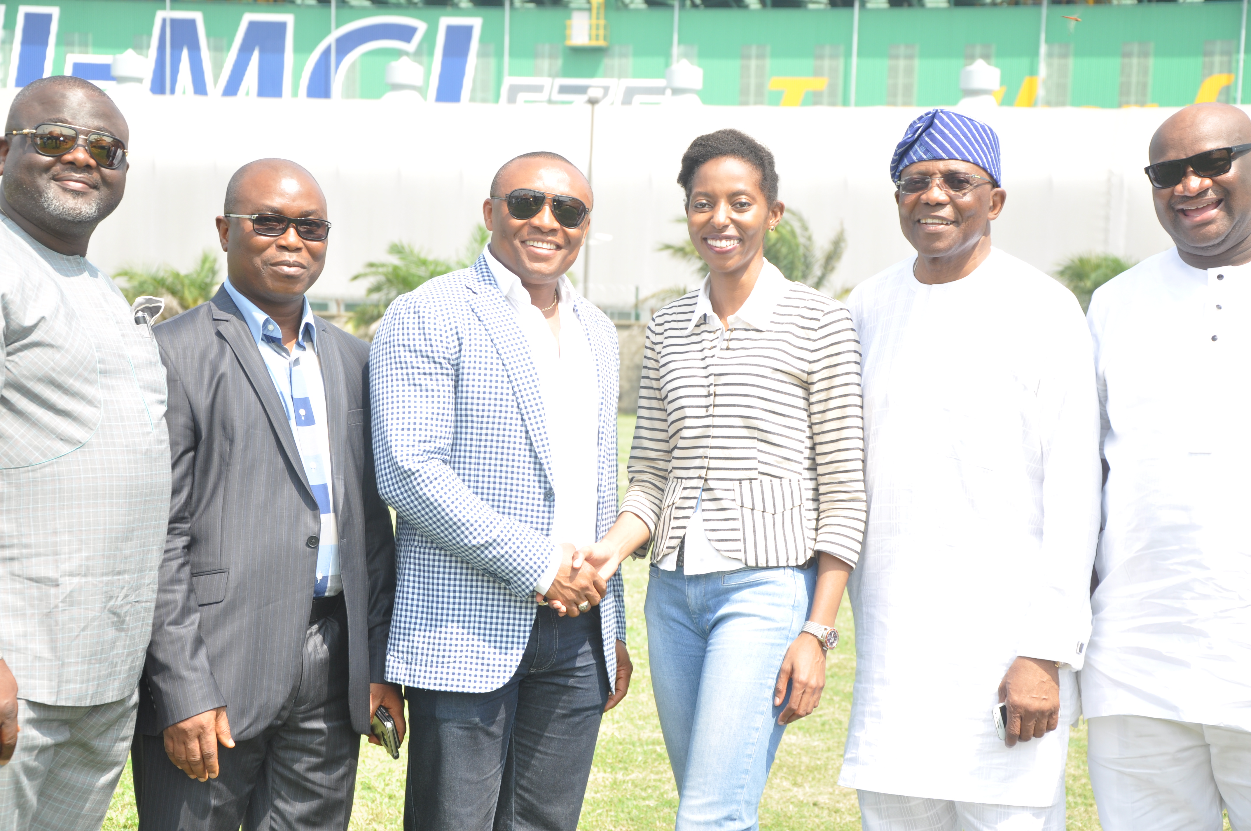 L-R: Chairman, House Committee on Banking and Finance, Toby Okechukwu; Executive Secretary, Nigerian Content Development and Monitoring Board (NCDMB), Obah Patrick; Chairman, House Committee on Local Content, Emmanuel Ekon; Managing Director, Lagos Deep Offshore Logistics (LADOL), Dr. Amy Jadesimi and LADOL Chairman, Mr. Ladi Jadesimi when the lawmakers visited LADOL Free Zone in Apapa, Lagos, Wednesday.
