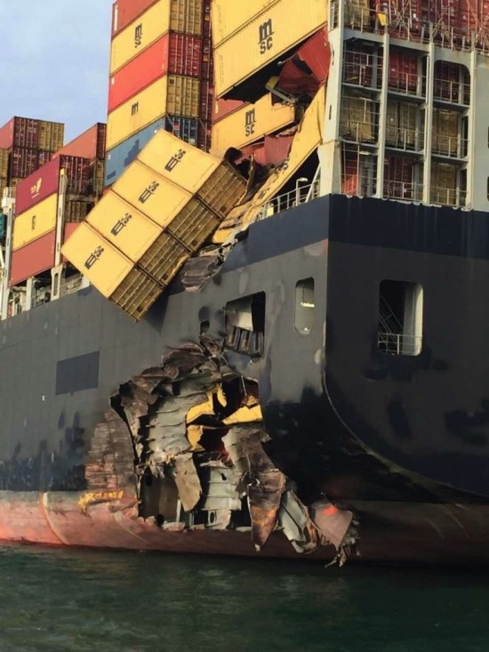 Containers fall overboard as MSC ship collides with crude carrier