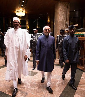 Nigeria president buhari and india vice president