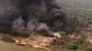 Air Force destroys two illegal oil barges in Niger Delta