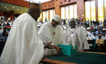 President Muhammadu Buhari presenting budget to National Assembly