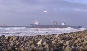 Stricken barge carrier towed to safety off Norway