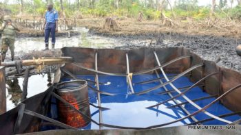 Nigerian Navy destroys illegal refinery, remove 1.59 million litres of diesel