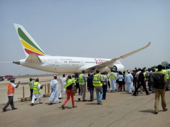 Ethiopian Air Lands at Kad‎una airport