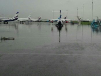 Flood takes over Lagos airport tarmac