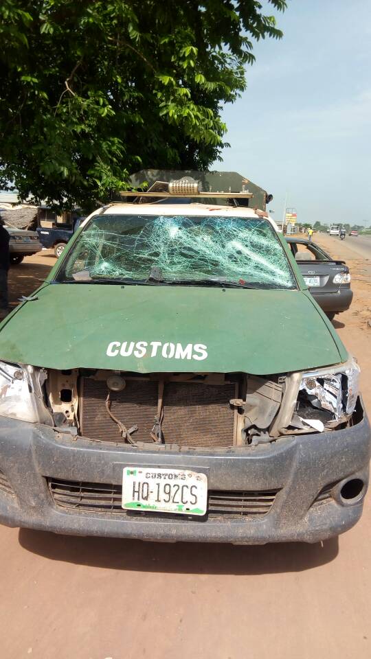 5 missing as smugglers attack Customs, burn patrol van in Ogun