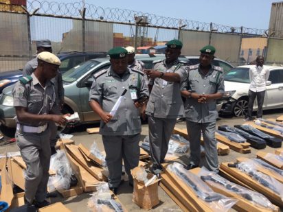 See the 440 pump action rifles intercepted by Customs