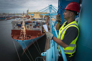 Madrid Maersk calls APM Terminals Rotterdam on maiden voyage