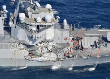 Collision of US Navy destroyer with containership