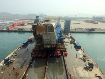 Sewol emerges from seabed