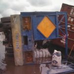 Trucks laden with goods fall at Apapa road