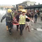 PHOTOS: 8 crushed to death as container falls on bus in Lagos