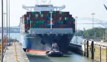 CMA CGM very large boxship makes record breaking Panama Canal transit 