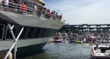 Watch how ship sailed through a huge crowd of people