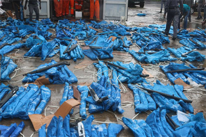 Customs seizes 1,100 rifles concealed in container