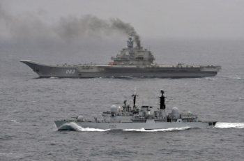 HMS Liverpool escorts Russian Carrier