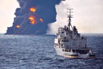 Burning Iranian ship sinks in East China Sea