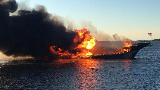 Female passenger dies as fire engulfs boat off Florida