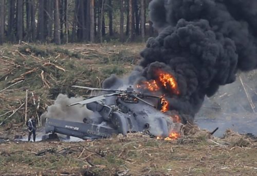 Russian military helicopter crashes