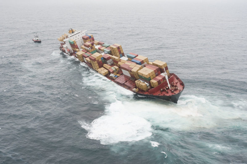 MV Rena aground on Astrolabe Reef in October 2011. 