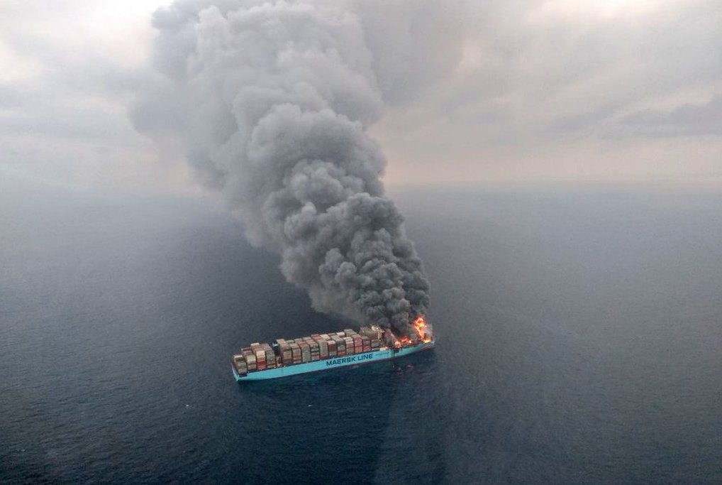 Maersk Honam fire in the Arabian Sea. 