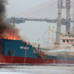 Fire engulfs ship at Vietnam port