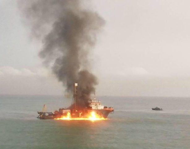 Research vessel catches fire off Malaysia