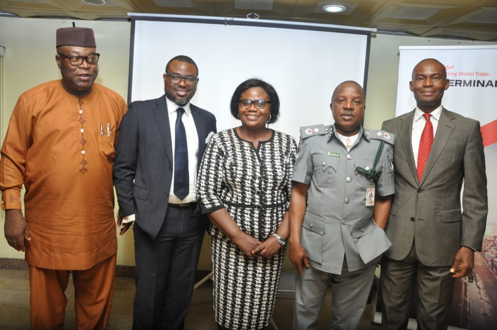 L-R: General Manager, Corporate Affairs, National Inland Waterways Authority (NIWA), Mr. Tayo Fadile; Head of Government, Stakeholder Relations and Communications of APM Terminals Apapa, Mr. Austin Fischer; Dr. Ngozi Okpara, School of Media and Communication, Pan-Atlantic University, Lagos; National Public Relations Officer of Customs, Mr. Joseph Attah; and the CEO of Ships & Ports, Mr. Bolaji Akinola.