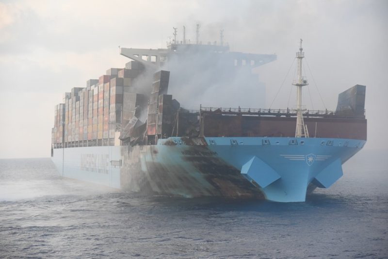 Maersk Honam docks at Jebel Ali three months after fire 
