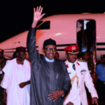 Photos: Buhari returns to Nigeria after meeting with Trump
