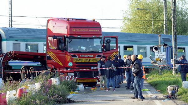 Two killed as train crashes into truck in Italy