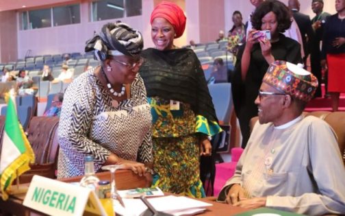 PHOTOS: Buhari, Okonjo-Iweala meet at AU summit