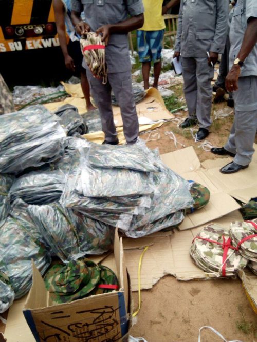 Customs intercepts container load of military uniforms_-