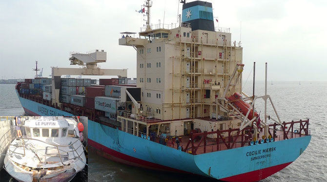 Cecilie Maersk collides with fishing vessel