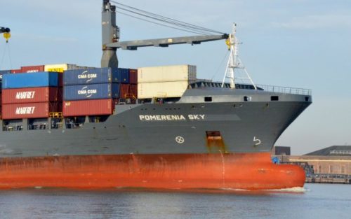 Liberian-flagged container ship, the Pomerenia Sky