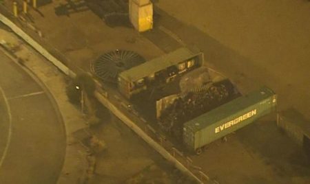 1st-Container explodes at Port of Los Angeles
