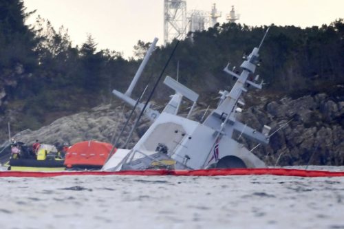 Salvage effort fails as Norwegian navy frigate submerges