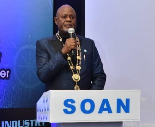 President, Ship Owners Association of Nigeria (SOAN), Engr. Greg Ogbeifun, delivering his welcome address. 