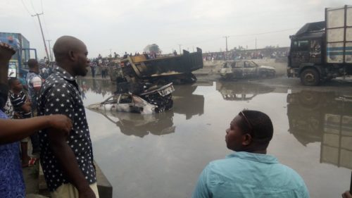 PHOTOS: Petrol tanker on fire in Lagos