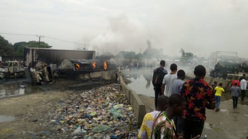 PHOTOS: Petrol tanker on fire in Lagos