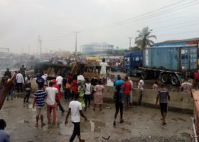 PHOTOS: Petrol tanker on fire in Lagos