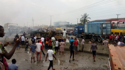 PHOTOS: Petrol tanker on fire in Lagos