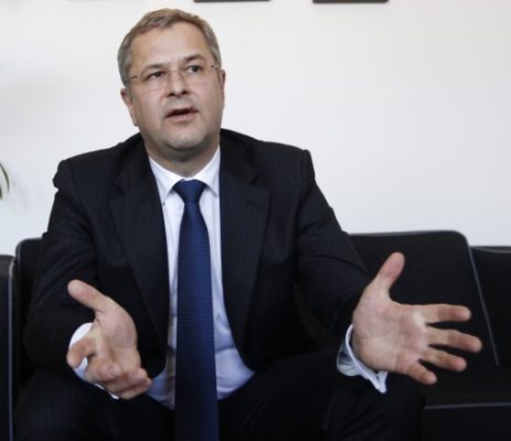 Soren Skou, the CEO of Maersk Line speaks during an interview with Reuters at a hotel in London