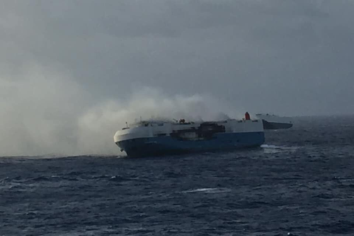 U.S. Coast Guard searches for burning Panamanian carrier crew