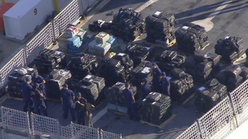 U.S. Coast Guard Cutter Tampa on Friday offloaded 13.5 tons