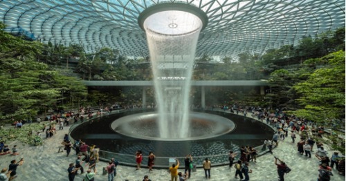 PHOTOS: The world’s tallest airport indoor waterfall 